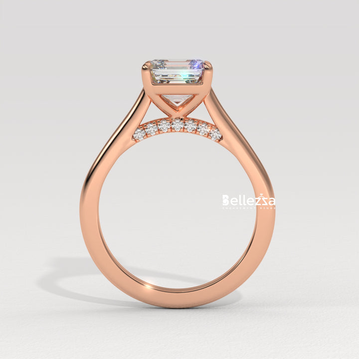 1.0-2.0CT Asscher Cut Solitaire CVD Diamond Engagement Ring