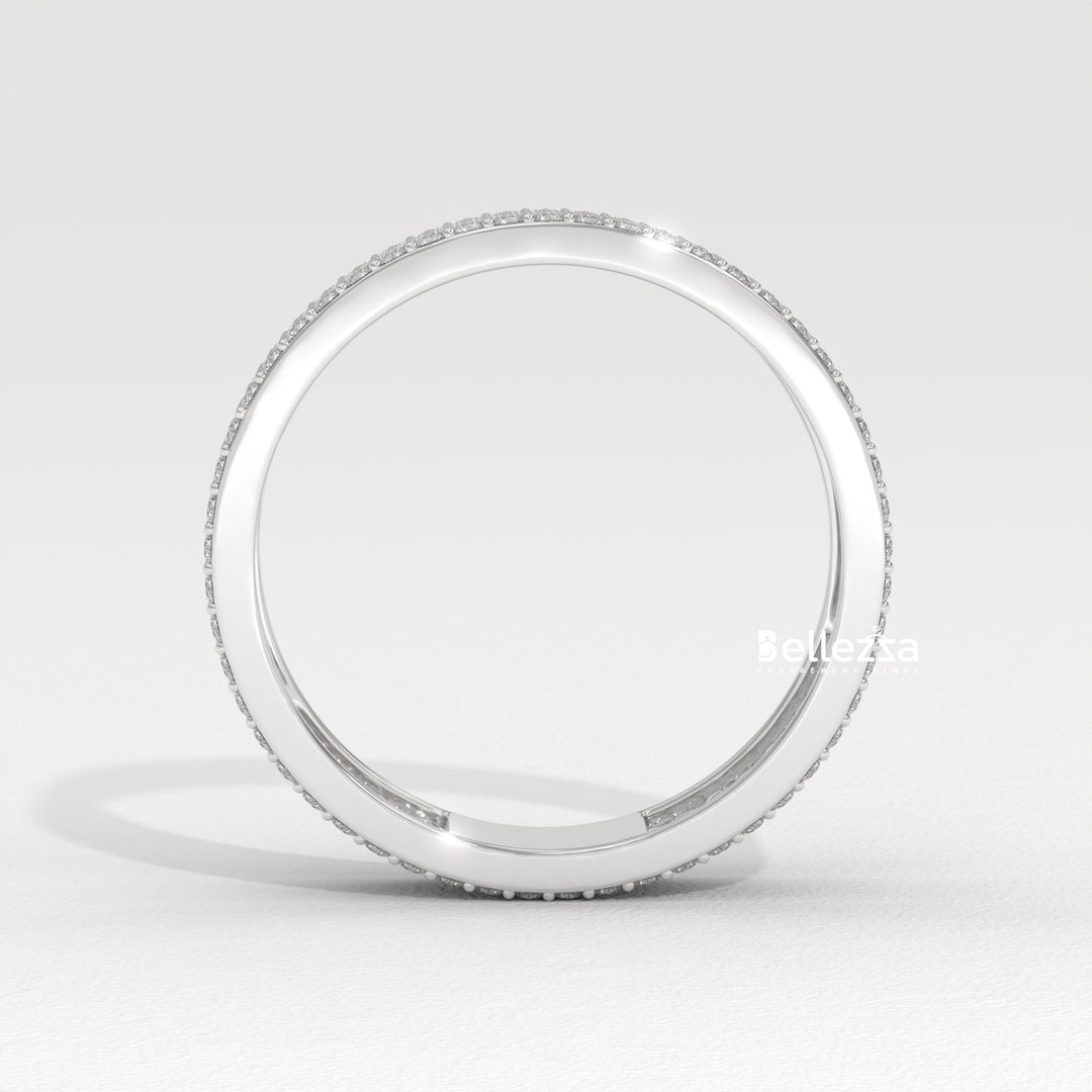 Round Diamond Cluster Setting Wide Eternity Wedding Band