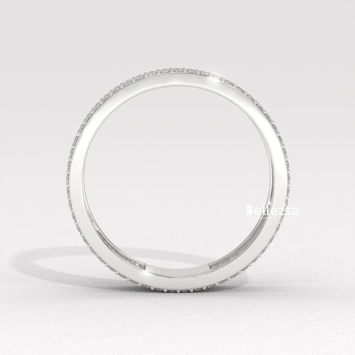Round Diamond Cluster Setting Wide Eternity Wedding Band