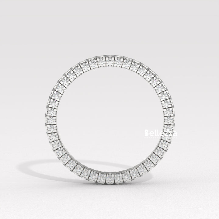 Round Diamond Three Side Pave Setting Lab Grown Wedding Band