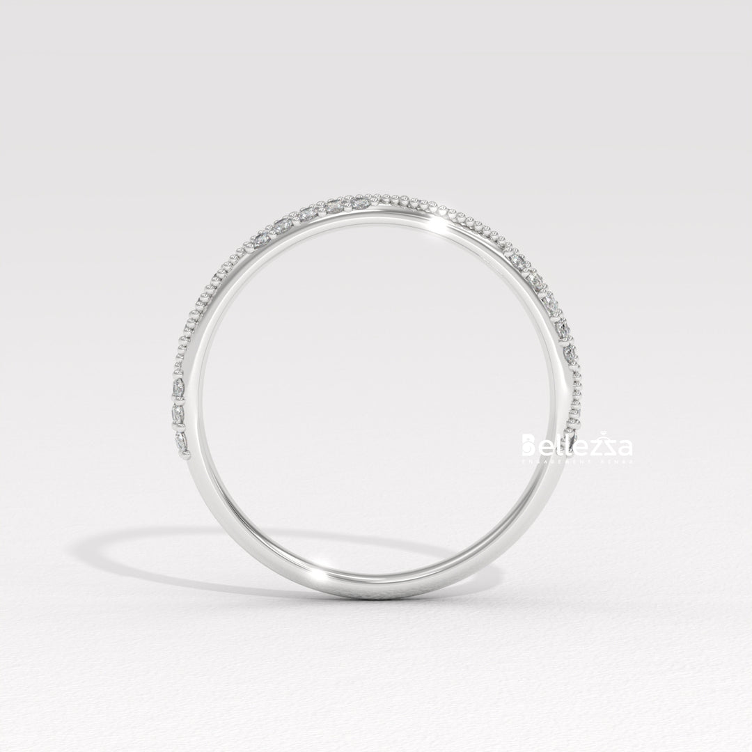 Round Diamond Vintage Style Half Eternity Lab Grown Wedding Band