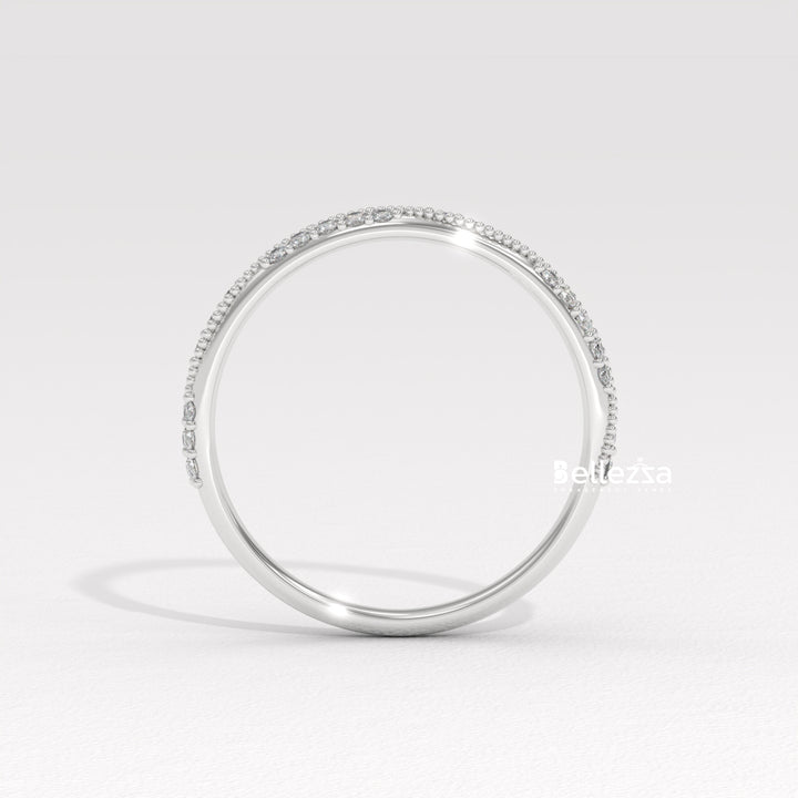 Round Diamond Vintage Style Half Eternity Lab Grown Wedding Band