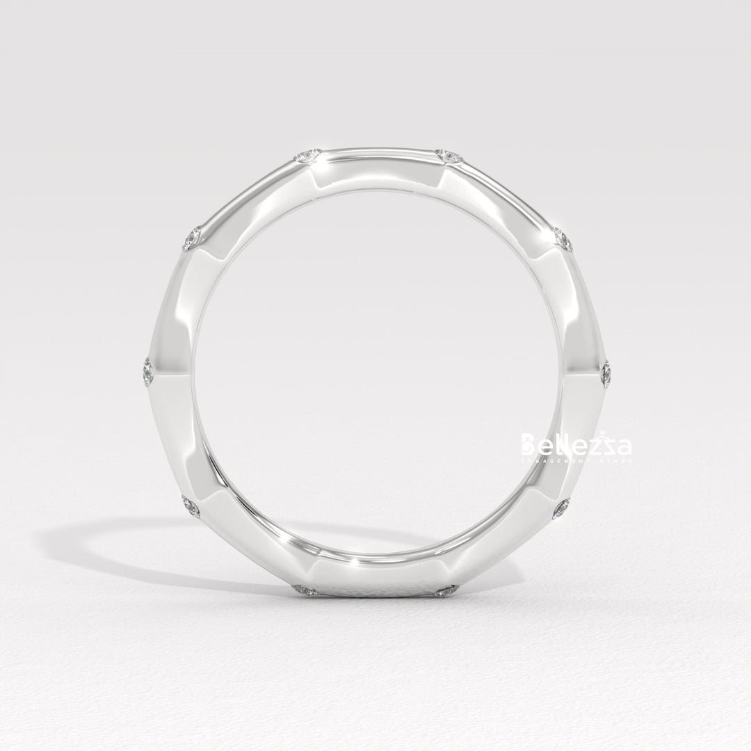 Round Diamond Petite Pave Setting Lab Grown Wedding Band