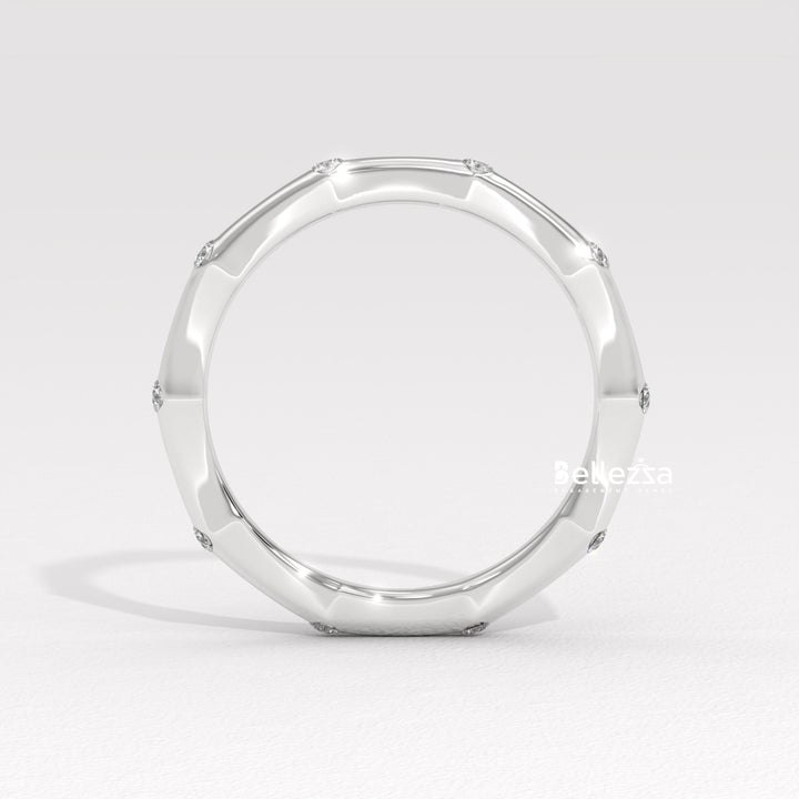 Round Diamond Petite Pave Setting Lab Grown Wedding Band