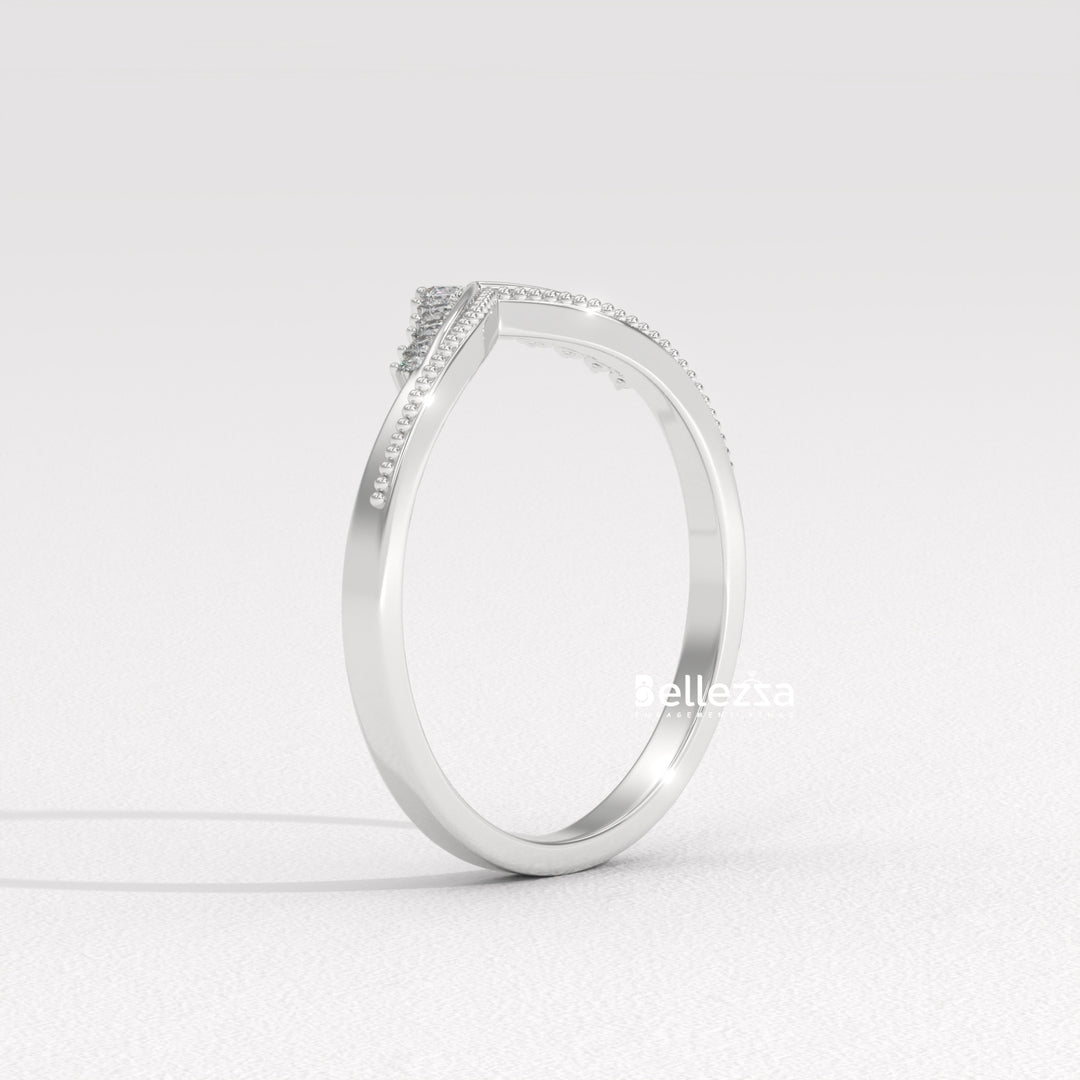 Round Diamond V Shape Lab Grown Wedding Band