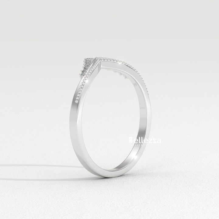 Round Diamond V Shape Lab Grown Wedding Band