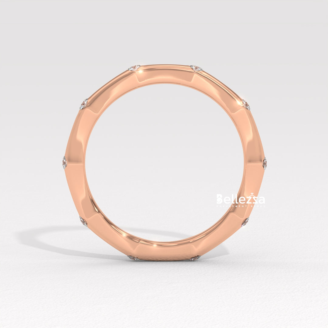 Round Diamond Petite Pave Setting Lab Grown Wedding Band