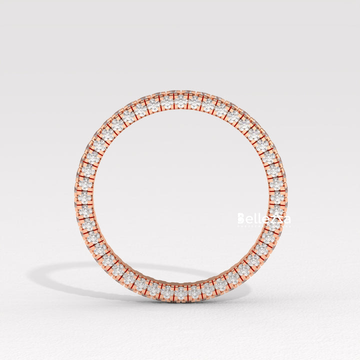 Round Diamond Three Side Pave Setting Lab Grown Wedding Band