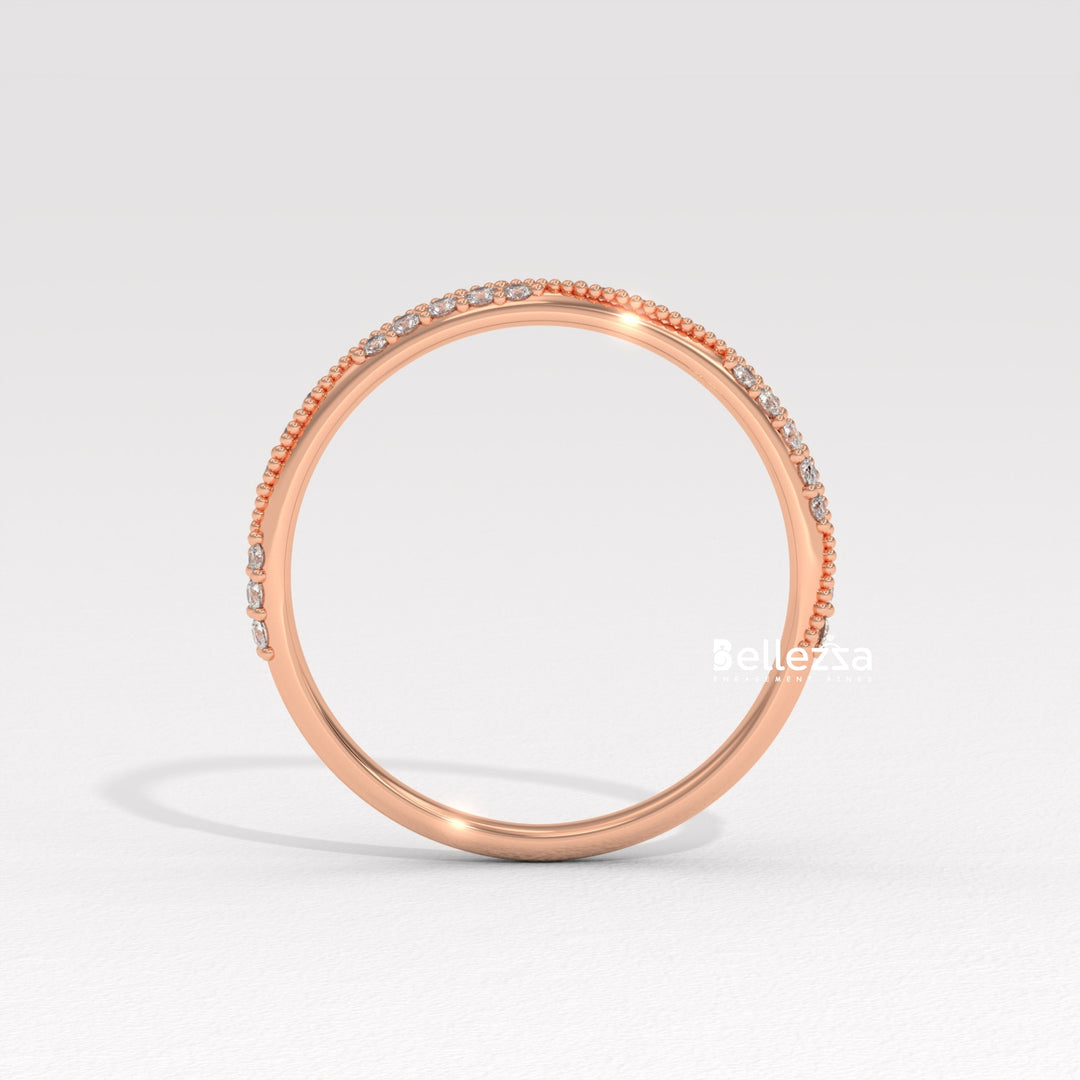 Round Diamond Vintage Style Half Eternity Lab Grown Wedding Band
