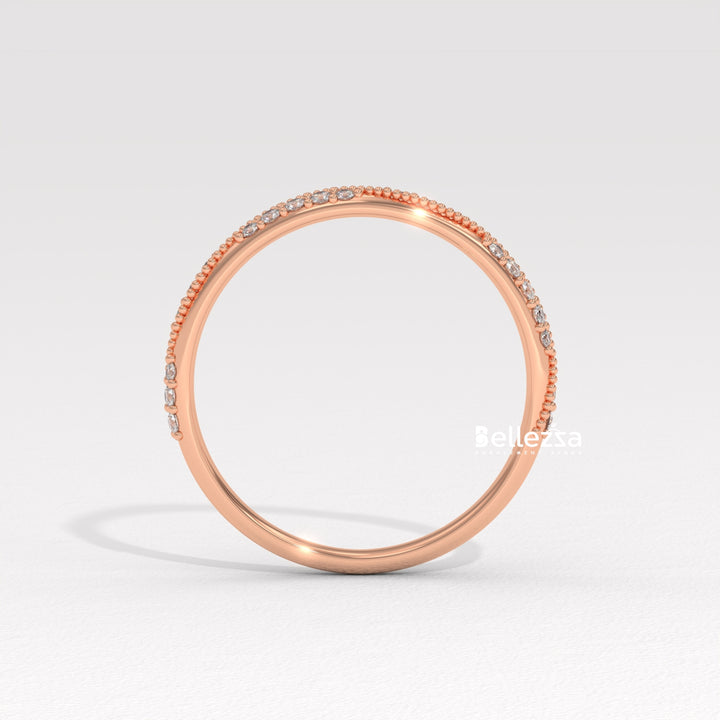 Round Diamond Vintage Style Half Eternity Lab Grown Wedding Band