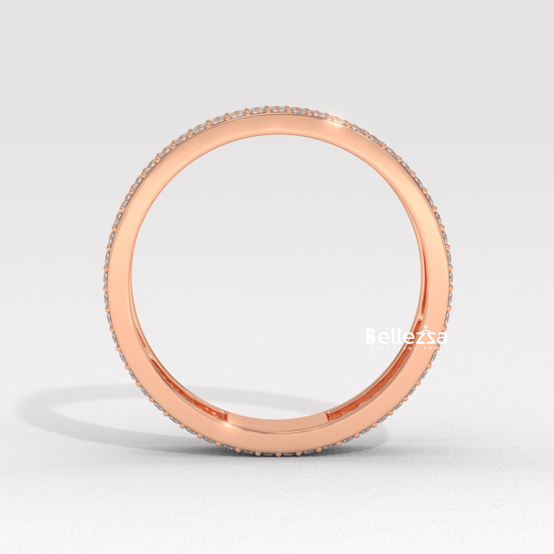 Round Diamond Cluster Setting Wide Eternity Wedding Band