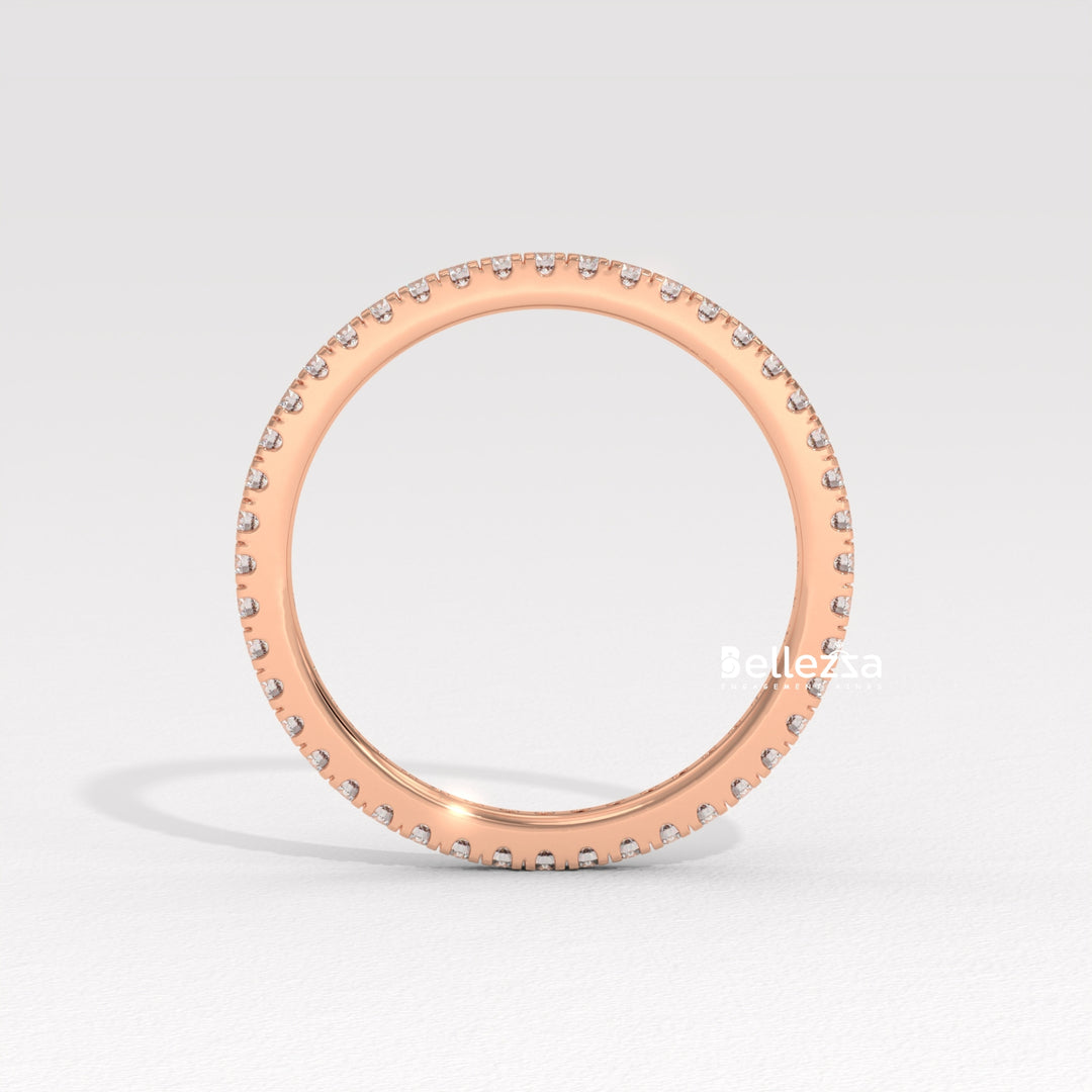 Round Diamond Pave Setting Eternity Lab Grown  Wedding Band