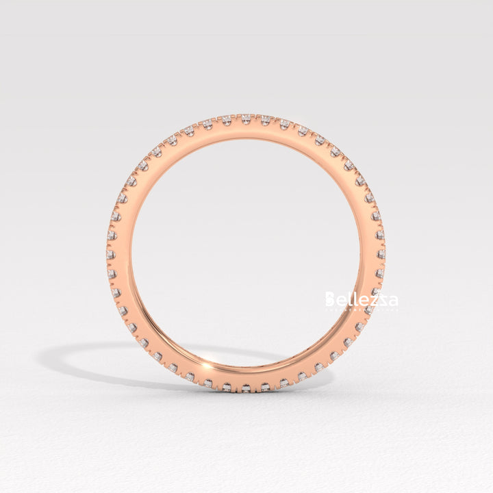 Round Diamond Pave Setting Eternity Lab Grown  Wedding Band
