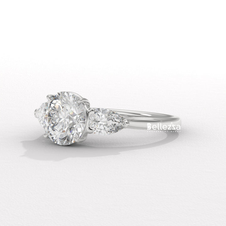 1.50-2.50CT Round Diamond Three Stone Lab Grown Engagement Ring