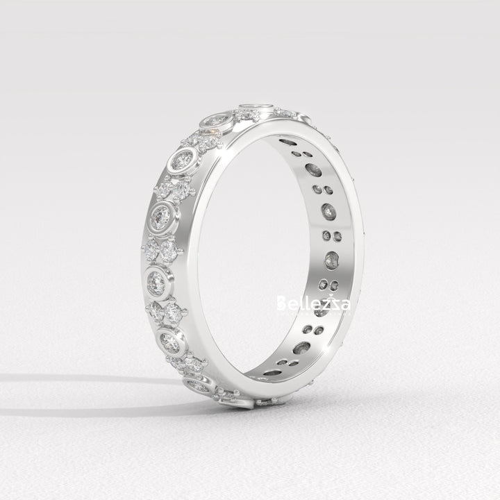 Round Diamond Cluster Setting Full Eternity Lab Grown Wedding Band