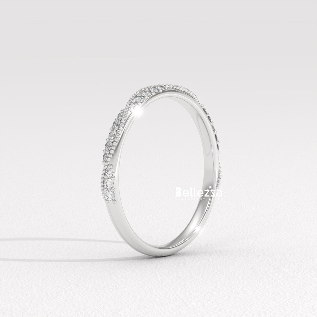 Round Diamond Vintage Style Half Eternity Lab Grown Wedding Band