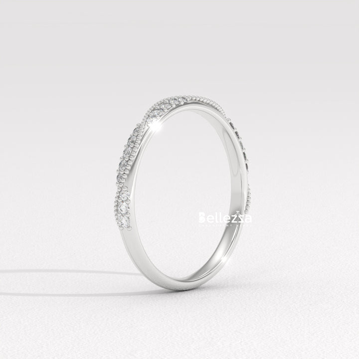 Round Diamond Vintage Style Half Eternity Lab Grown Wedding Band