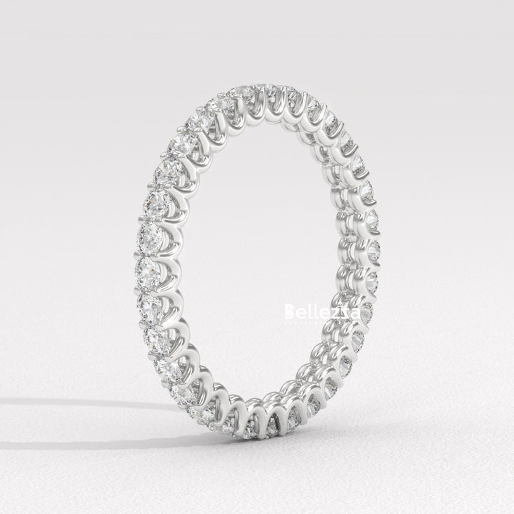 Round Diamond Full Eternity Pave Setting Lab Grown Wedding Band