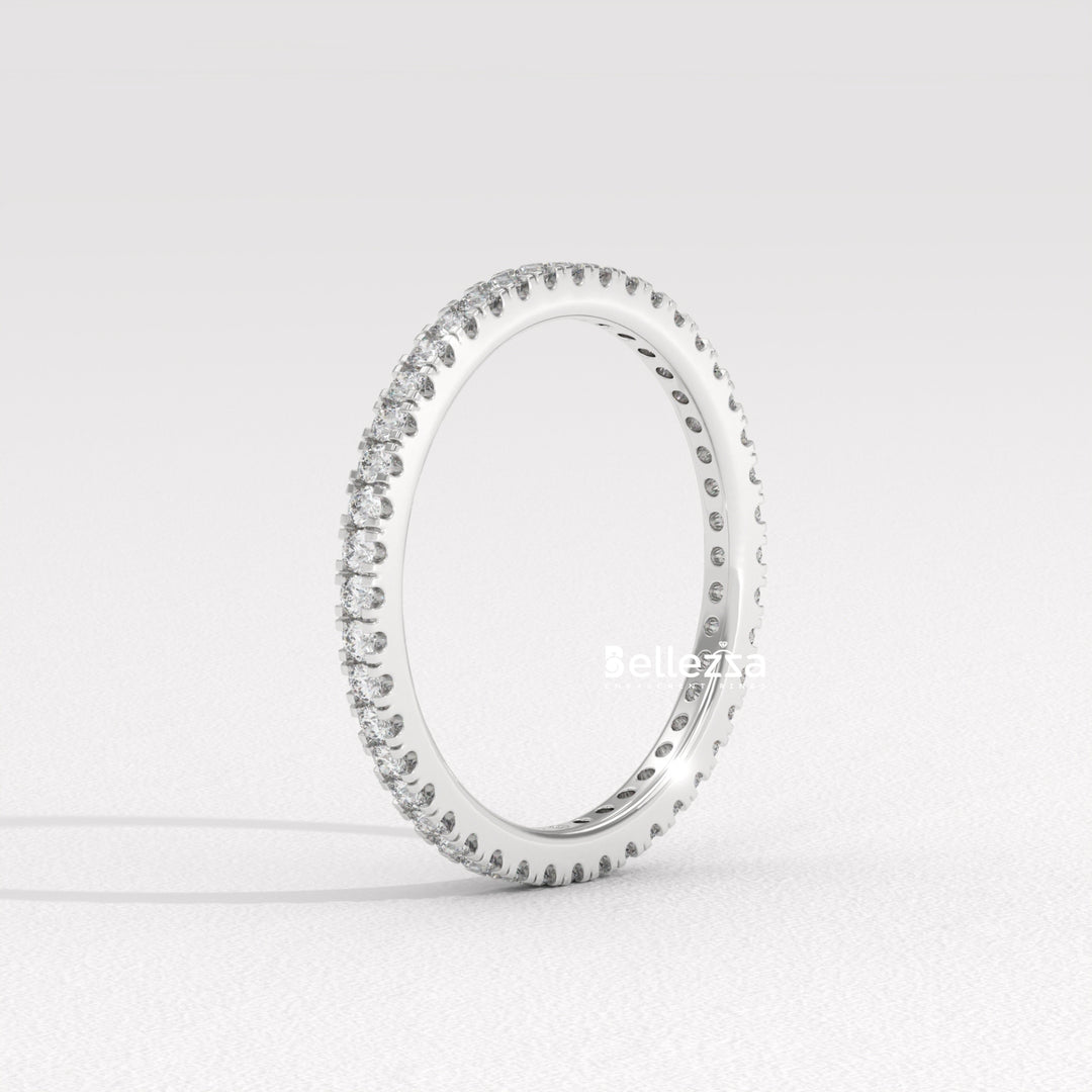 Round Diamond Pave Setting Eternity Lab Grown  Wedding Band