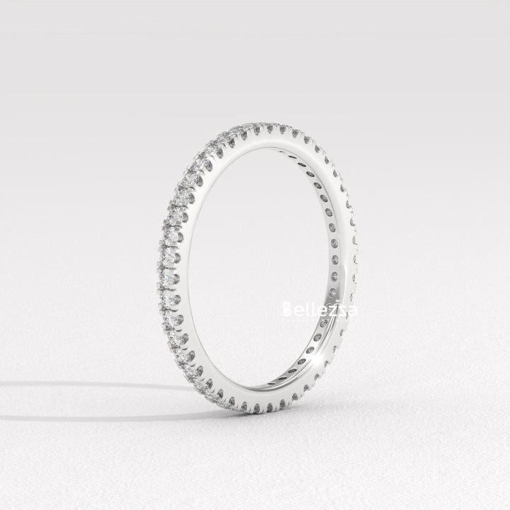 Round Diamond Pave Setting Eternity Lab Grown  Wedding Band