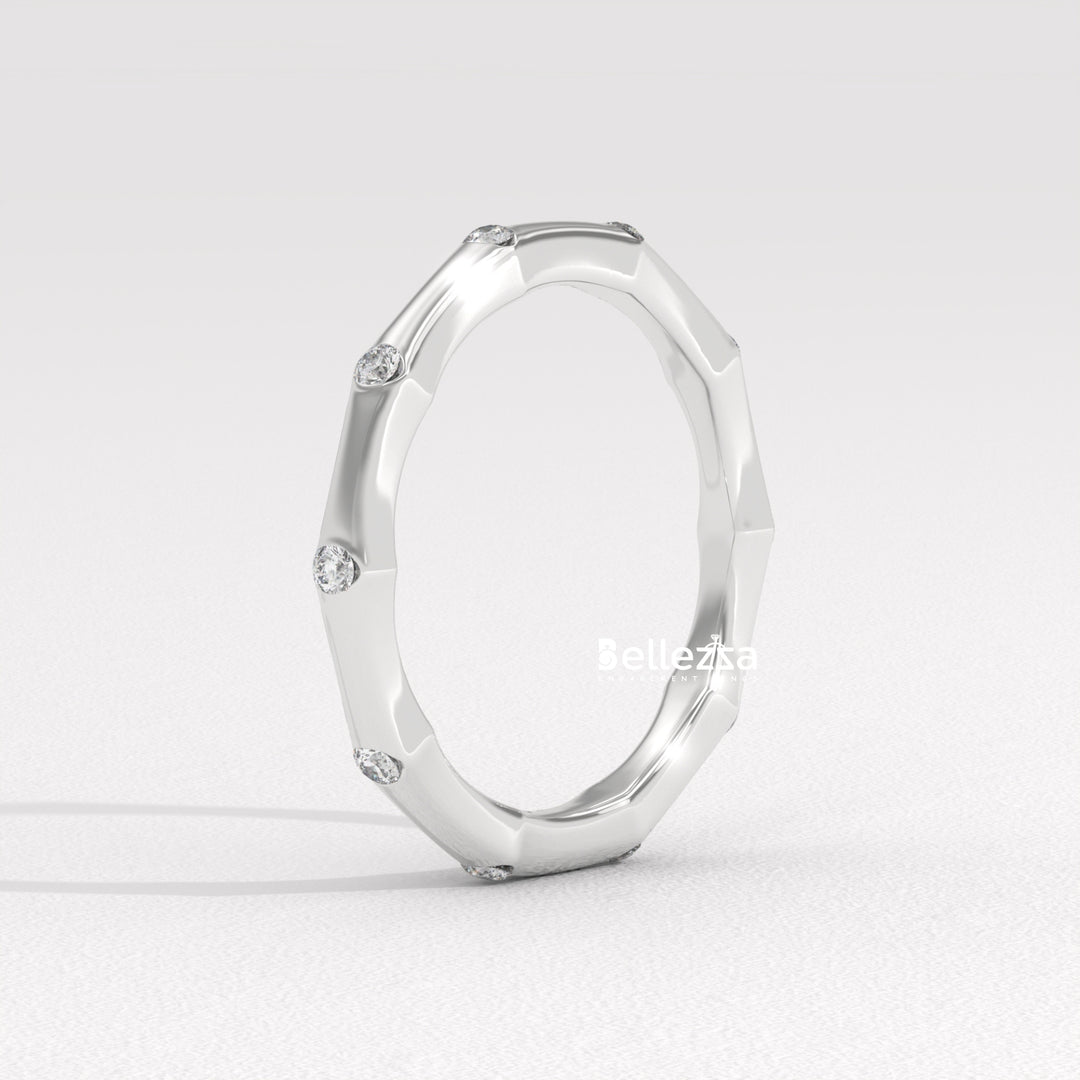 Round Diamond Petite Pave Setting Lab Grown Wedding Band