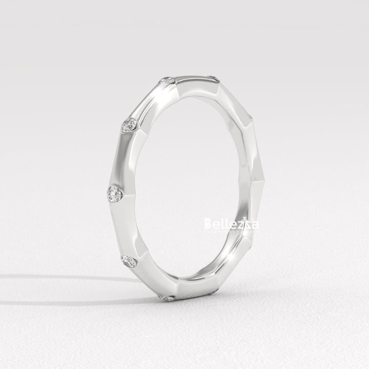Round Diamond Petite Pave Setting Lab Grown Wedding Band