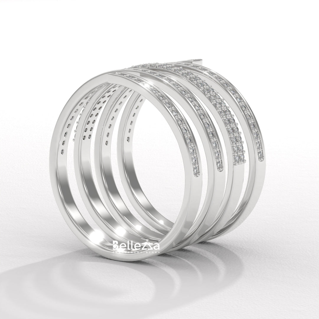 Round Diamond Spiral Style Unique Lab Grown Wedding Ring