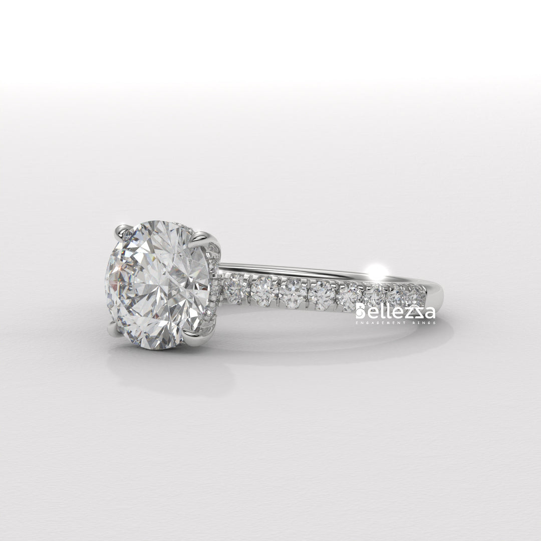 1.50-2.50CT Round Cut Hidden Halo Lab Grown Engagement Ring