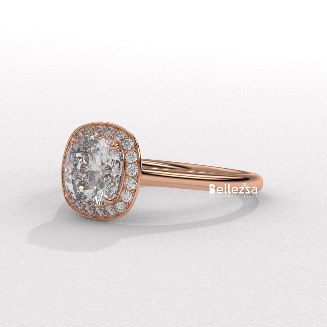 1.50-2.50CT Cushion Cut CVD Diamond Halo Setting Engagement Ring