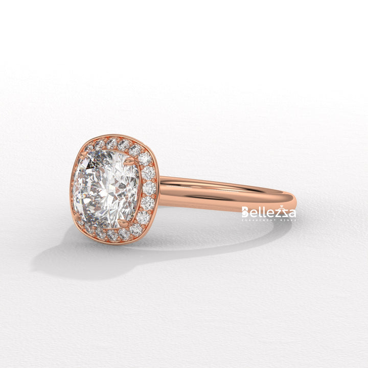 1.50-2.50CT Cushion Cut CVD Diamond Halo Setting Engagement Ring