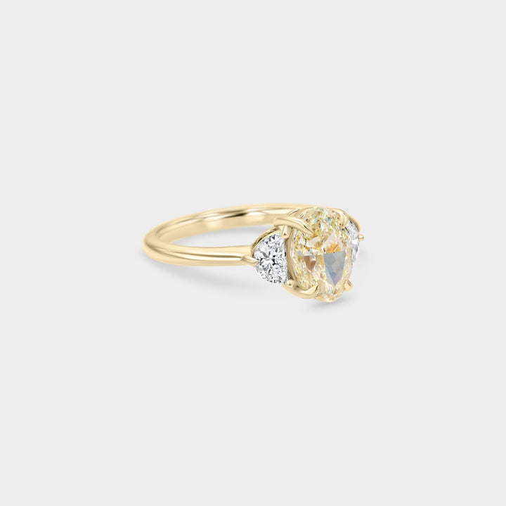 2.0CT Warm White Oval Cut Three Stone Setting Lab Grown Engagement Ring