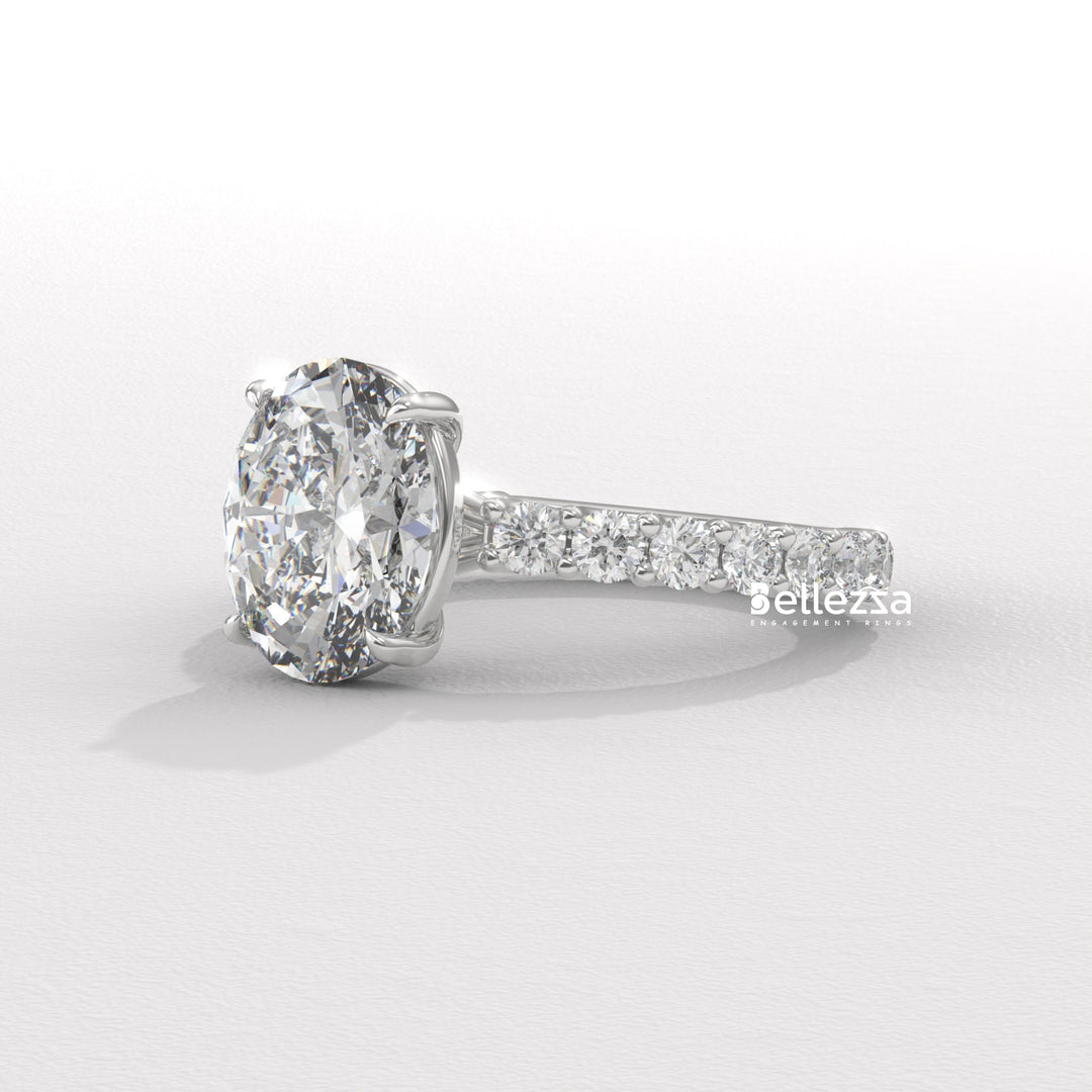 1.50-2.50CT Oval Cut Pave Setting Lab Grown Engagement Ring