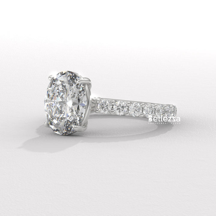 1.50-2.50CT Oval Cut Pave Setting Lab Grown Engagement Ring
