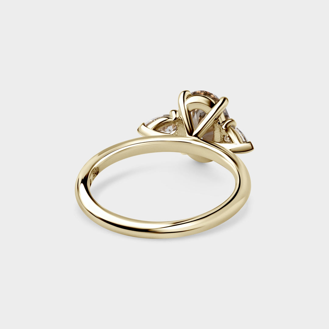 1.50CT Fancy Brown Oval Diamond Three Stone Lab Grown Engagement Ring