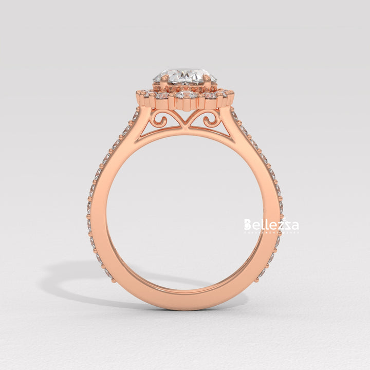 1.50-2.50CT Oval Cut Lab Grown Diamond Cluster Setting Engagement Ring