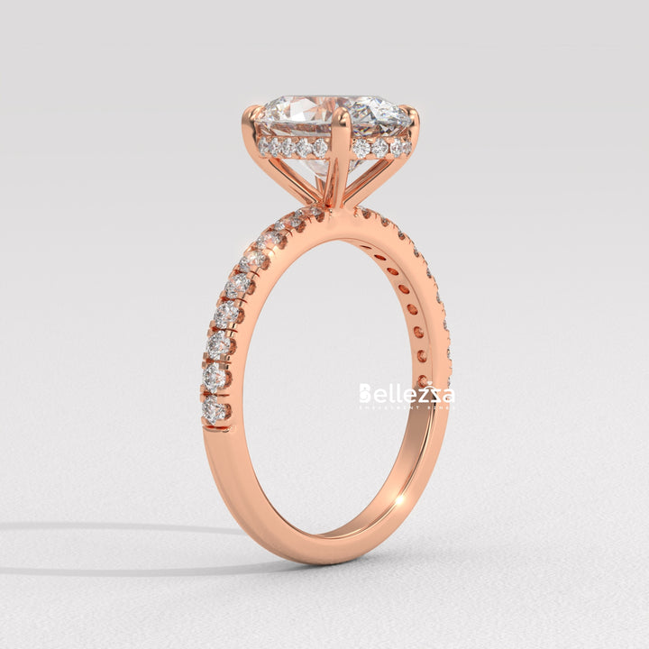 1.50-2.50CT Oval Diamond Pave Setting Lab Grown Engagement Ring