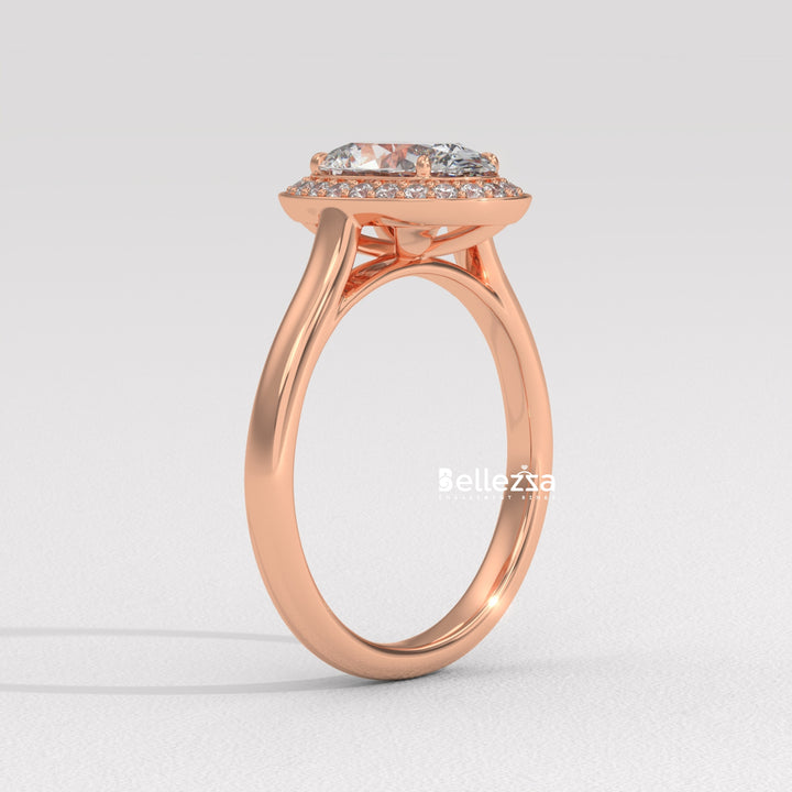 1.50-2.50CT Oval Cut Lab Grown Diamond Halo Setting Engagement Ring