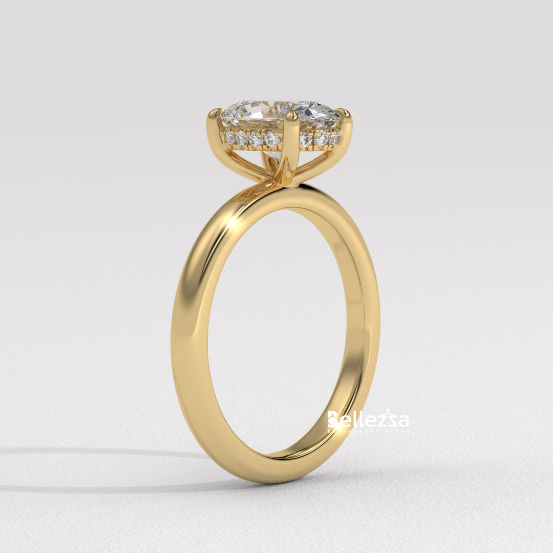 1.0-2.0CT Oval Cut Hidden Halo Lab Grown Engagement Ring