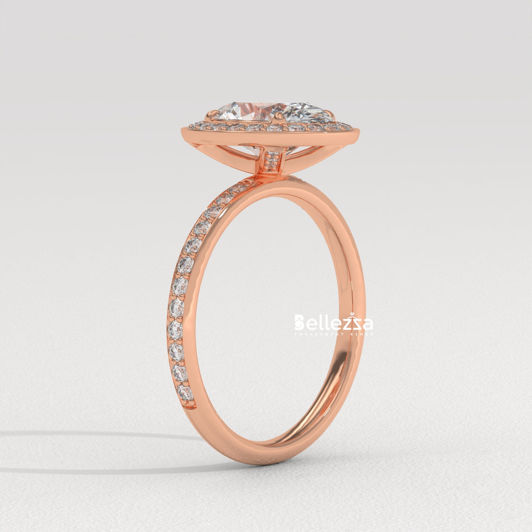 1.50-2.50CT Oval Cut CVD Diamond Halo Setting Engagement Ring