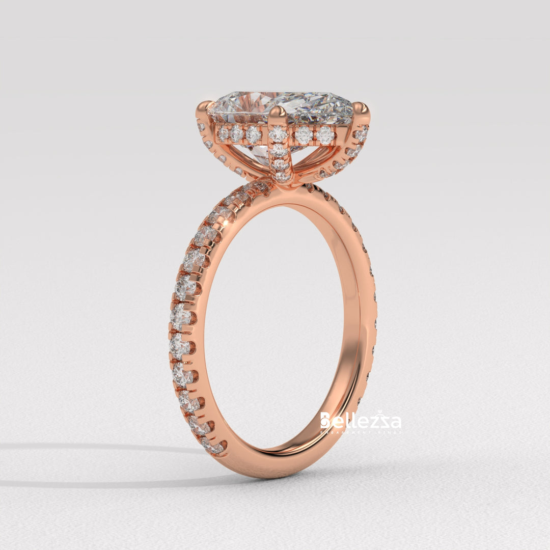 1.50-2.50CT Pear Cut Lab Grown Diamond Pave Setting Engagement Ring