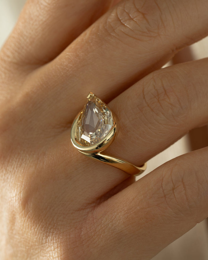 4.50CT Fancy Brown-Yellow Pear Diamond Unique Solitaire Lab Grown Ring