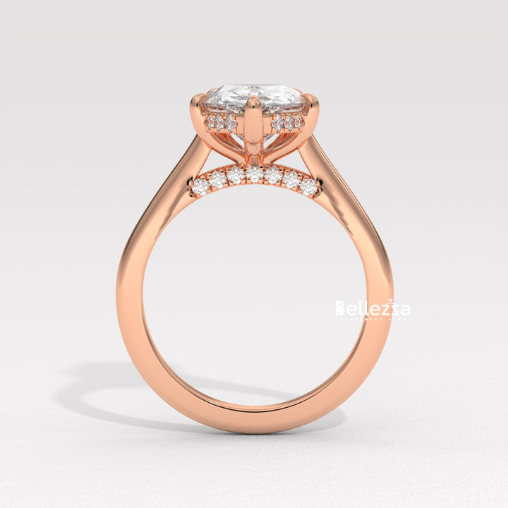 1.50-2.50CT Pear Cut CVD Diamond Hidden Halo Engagement Ring