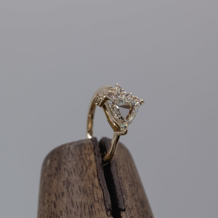 1.50CT Trillion Portrait Cut Cluster Setting Lab Grown Engagement Ring