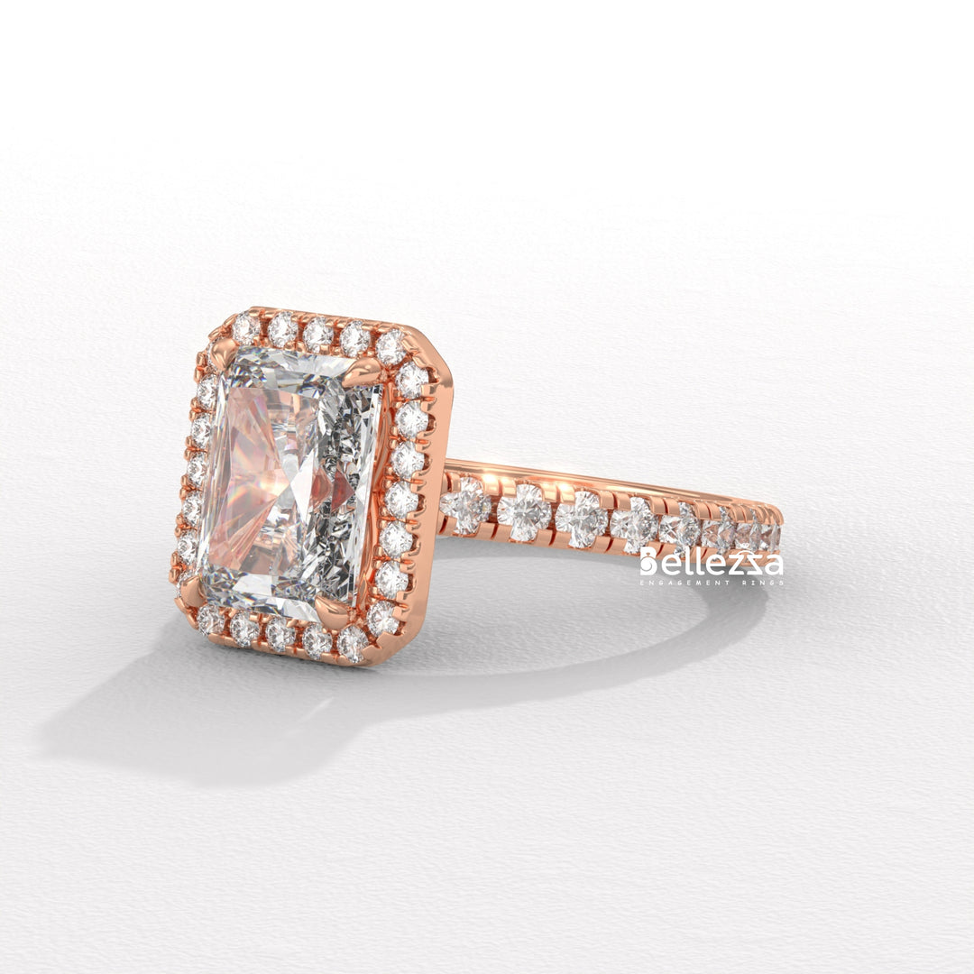 1.50-2.50CT Radiant Cut Lab Grown Diamond Halo Setting Engagement Ring