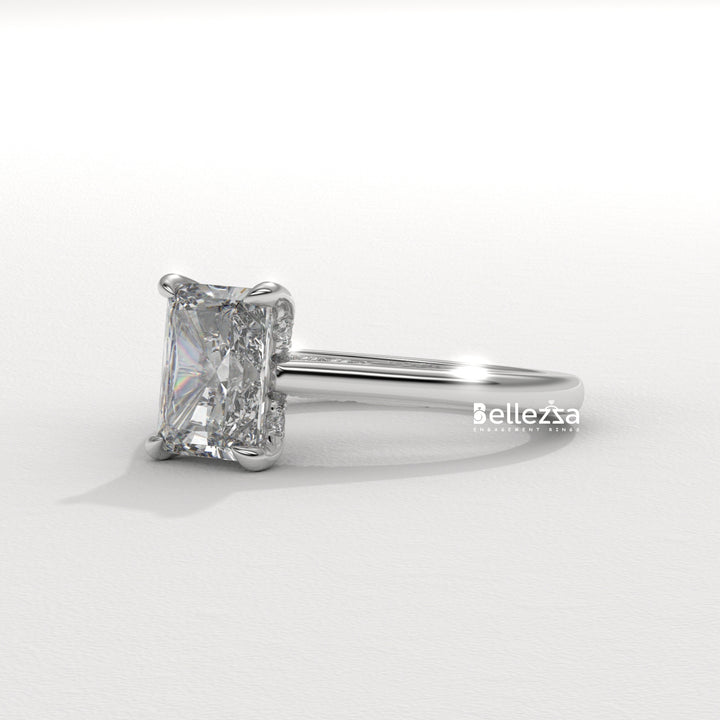 1.50-2.50CT Radiant  Cut Hidden Halo Lab Grown Engagement Ring