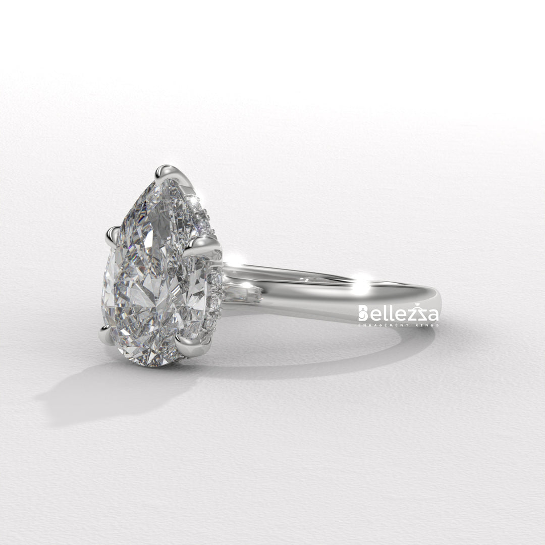 1.50-2.50CT Pear Cut Hidden Halo Lab Grown Engagement Ring