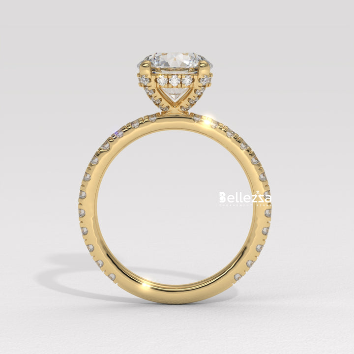 1.50-2.50CT Round Cut Lab Grown Diamond Pave Setting Engagement Ring