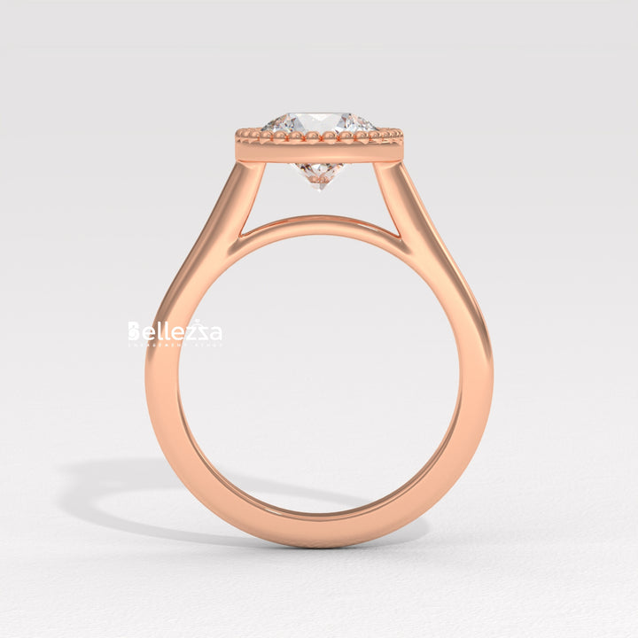 1.0-2.0CT Round Diamond Vintage Bezel Setting Lab Grown Engagement Ring
