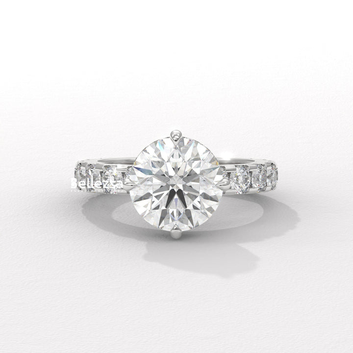2.0-3.0CT Round Diamond Hidden Halo Pave Setting Lab Grown Engagement Ring