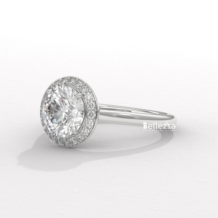 1.50-2.50CT Round Cut CVD Diamond Halo Setting Engagement Ring